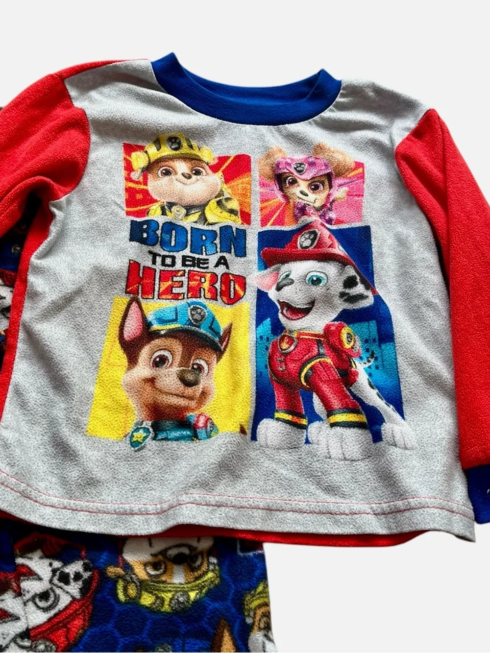 Paw Patrol Kids Red & Blue Character Pajama Set Fleece Size 4T